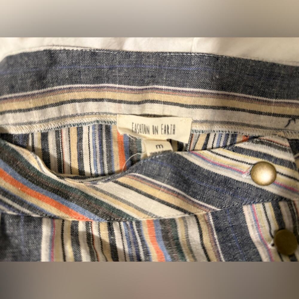 Dry Goods Fashion on Earth Y2K Stripe Mini Skirt Button Detail M Festival Boho - Picture 9 of 10